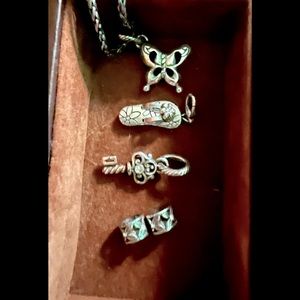 Vintage Sterling Silver 3  Charm Necklace Chain Included